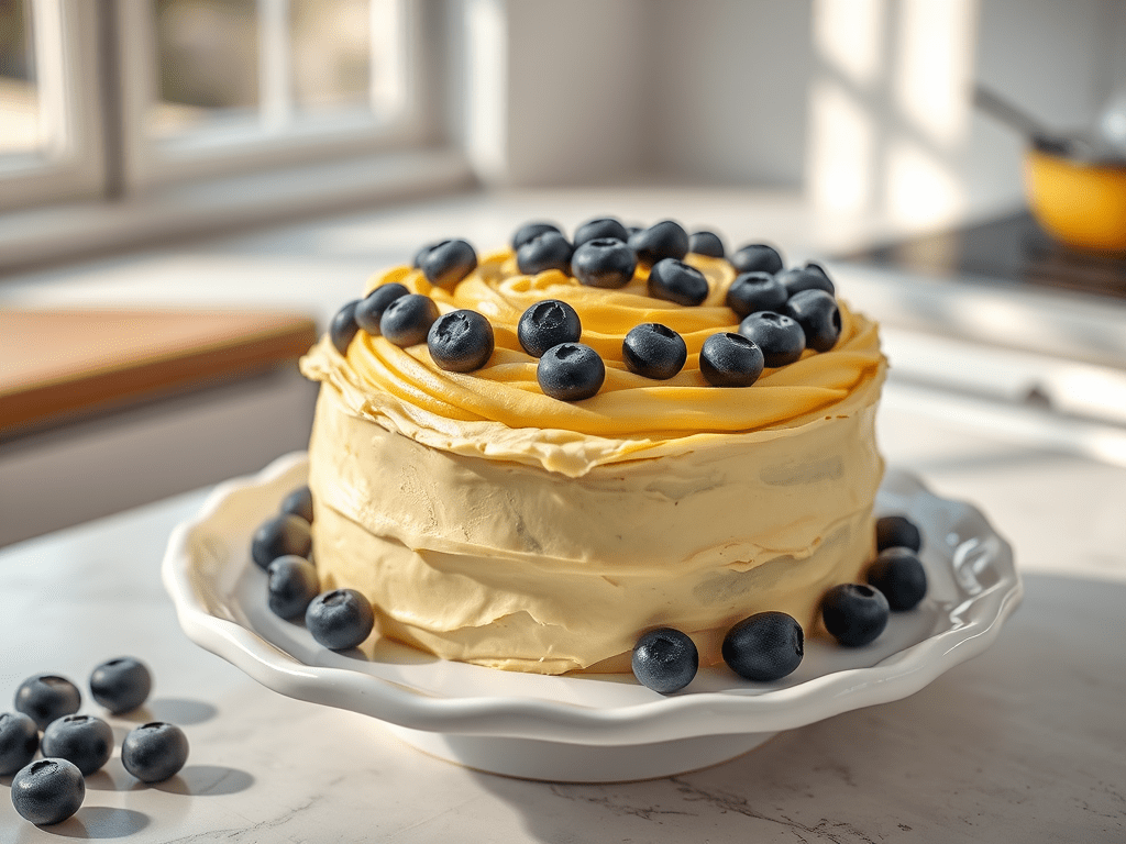 Dessert 2 create a featured image of a beautifully presented lemon blueberry