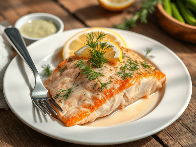 Ingredients 30 create a featured image of a beautifully plated baked salmon