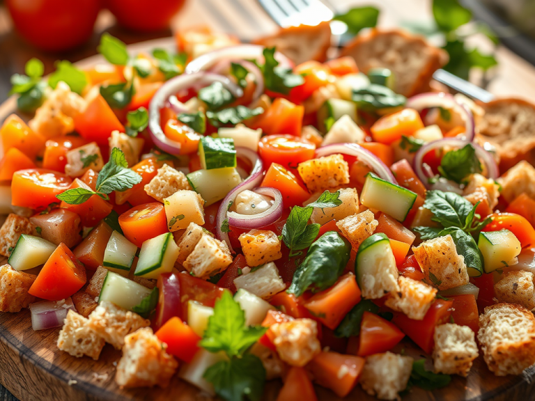 Ingredients 161 create a highly detailed high resolution image depicting a vibrant panzanella 2