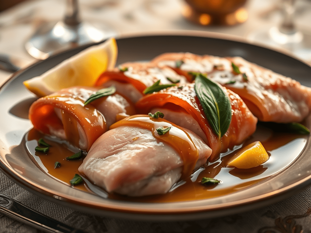 create a highly detailed high resolution image of a classic saltimbocca 1
